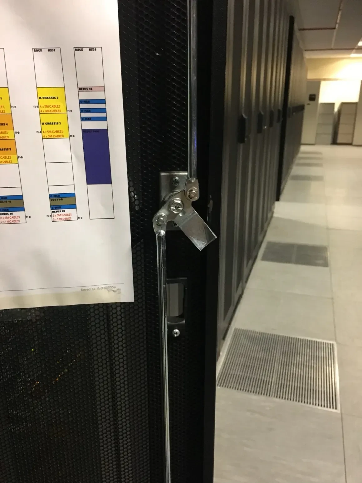 Data centre corridor with server racks